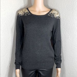 THML Grey Top With Gold Sequence Design Size M